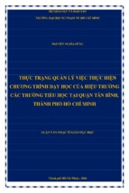 Thực trạng quản lý việc thực hiện chương trình dạy học của hiệu trưởng các trường tiểu học tại quận tân bình, thành phố hồ chí minh