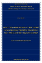 Quản lý hoạt động dạy học của hiệu trưởng trường trung học phổ thông thành phố cà mau, tỉnh cà mau   thực trạng và giải pháp