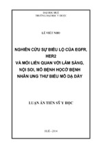 Nghiên cứu sự biểu lộ của egfr, her2 và mối liên quan với lâm sàng, nội soi, mô bệnh học ở bệnh nhân ung thư biểu mô dạ dày