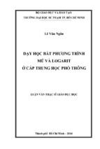 Dạy học bất phương trình mũ và logarit ở cấp trung học phổ thông