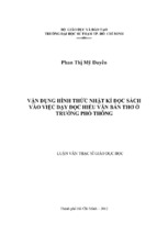 Vận dụng hình thức nhật kí đọc sách vào việc dạy đọc hiểu văn bản thơ ở trường phổ thông