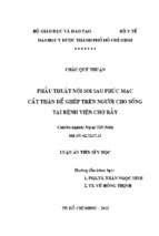 Phẫu thuật nội soi sau phúc mạc cắt thận để ghép trên người cho sống tại bệnh viện chợ rẫy