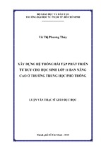 Xây dựng hệ thống bài tập phát triển tư duy cho học sinh lớp 11 ban nâng cao ở trường trung học phổ thông