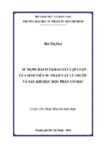 Sử dụng bài fci khảo sát lập luận của sinh viên sư phạm vật lí trước và sau khi học học phần cơ học