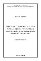 Thực trạng và một số biện pháp nhằm nâng cao hiệu quả công tác thanh tra giáo viên ở các trường trung học phổ thông, tỉnh an giang