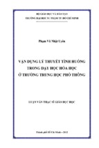 Vận dụng lý thuyết tình huống trong dạy học hóa học ở trường trung học phổ thông