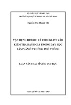 Vận dụng rubric và checklist vào kiểm tra đánh giá trong dạy học làm văn ở trường phổ thông