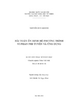 Bài toán ổn định hệ phương trình vi phân phi tuyến và ứng dụng