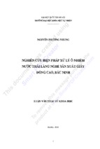 Nghiên cứu biện pháp xử lý ô nhiễm nước thải làng nghề sản xuất giấy đống cao, bắc ninh