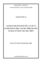 Vận dụng phương pháp nêu vấn đề và hướng dẫn tự học vào việc thiết kế một số giáo án tiếng việt (bậc thpt)