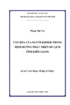 Văn hóa của người khmer trong định hướng phát triển du lịch tỉnh kiên giang