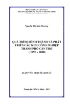 Quá trình hình thành và phát triển các khu công nghiệp thành phố cần thơ (1995 – 2010)