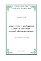 Nghiên cứu xử lý thuốc diệt cỏ glyphosate trong nước bằng phương pháp fenton điện hoá