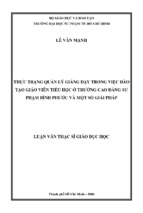 Thực trạng quản lý giảng dạy trong việc đào tạo giáo viên tiểu học ở trường cao đẳng sư phạm bình phước và một số giải pháp