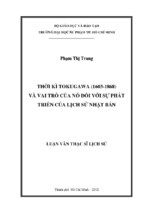 Thời kì tokugawa (1603   1868) và vai trò của nó đối với sự phát triển của lịch sử nhật bản