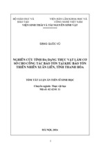 Nghiên cứu tính đa dạng thực vật làm cơ sở cho công tác bảo tồn tại khu bảo tồn thiên nhiên xuân liên, tỉnh thanh hóa