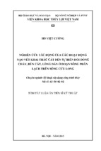 Nghiên cứu tác động của các hoạt động nạo vét khai thác cát đến sự biến đổi dòng chảy, bùn cát, lòng dẫn ở đoạn sông phân lạch trên sông cửu long