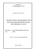 Xác định và rèn luyện hệ thống kĩ năng học tập cho học sinh trong dạy học phần “điện học”, vật lí 11