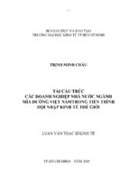 Tái cấu trúc các doanh nghiệp nhà nước ngành mía đường việt nam trong tiến trình hội nhập kinh tế thế giới.