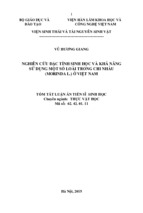 Nghiên cứu đặc tính sinh học và khả năng sử dụng một số loài trong chi nhàu (morindal.) ở việt nam