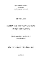 Nghiên cứu chế tạo vàng nano và một số ứng dụng