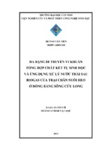 đa dạng di truyền vi khuẩn tổng hợp chất kết tụ sinh học và ứng dụng xử lý nước thải sau biogas của trại chăn nuôi heo ở đồng bằng sông cửu long