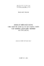 định lý điểm bất động cho một số ánh xạ co suy rộng trên các không gian kiểu mêtric và ứng dụng