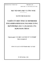 Nghiên cứu biến tính dendrimer polyamidoamine bằng polymer tương hợp sinh lực (peg và pluronic) ứng dụng mang thuốc