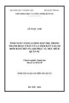 Tính toán năng lượng hấp thụ trong thanh hoạt chất của laser rắn yagnd bơm bằng đèn flash phục vụ mục đích quân sự.