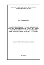 Nghiên cứu giải pháp và đánh giá hiệu quả giáo dục thể chất theo hệ thống tín chỉ cho sinh viên cao đẳng sư phạm giáo dục thể chất trường đại học hồng đức thanh hóa