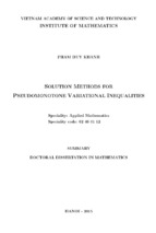 Các phương pháp giải bất đẳng thức biến phân giả đơn điệu chuyên ngành toán ứng dụng