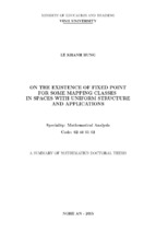 Về sự tồn tại điểm bất động của một số lớp ánh xạ trong không gian với cấu trúc đều và ứng dụng