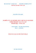 Nghiên cứu cơ chế bồi, xói và đề xuất giải pháp chỉnh trị khu vực cửa lấp, tỉnh bà rịa vũng tàu