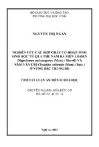 Nghiên cứu các hợp chất có hoạt tính sinh học từ quả thể nấm đa niên lỗ đen (nigrofomes melanoporus (mont.) murrill) và nấm vân chi (trametes cubensis (mont.) sacc.) ở vùng bắc trung bộ