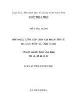 đối ngẫu liên hợp cho bài toán tối ưu đa mục tiêu và ứng dụng