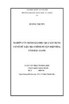 Nghiên cứu đánh giá hiệu quả xây dựng  cơ sở dữ liệu địa chính huyện hiệp hòa,  tỉnh bắc giang