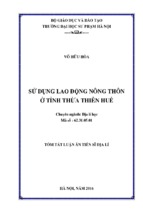 Sử dụng lao động nông thôn ở tỉnh thừa thiên huế