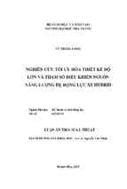 Nghiên cứu tối ưu hóa thiết kế độ lớn và tham số điều khiển nguồn năng lượng hệ động lực xe hybrid