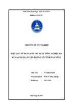 Hiệu quả sử dụng đất sản xuất nông nghiệp tại xã nam xuân, huyện krông nô, tỉnh đắk nông
