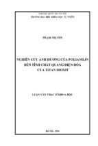 Nghiên cứu ảnh hưởng của polianilin đến tính chất quang điện hóa của titan dioxit