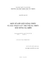 Một số lớp bất đẳng thức và bài toán cực trị với đa thức đối xứng ba biến