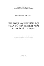 Bài toán nội suy sinh bởi toán tử khả nghịch phải và trái và áp dụng