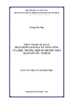 Thực trạng quản lý hoạt động giáo dục kỹ năng sống của hiệu trưởng một số trường thcs quận gò vấp – tp.hcm