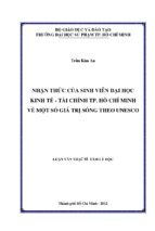 Nhận thức của sinh viên đại học kinh tế   tài chính tp. hồ chí minh về một số giá trị sống theo unesco