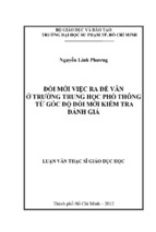 đổi mới việc ra đề văn ở trường trung học phổ thông từ góc độ đổi mới kiểm tra đánh giá