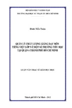 Quản lý chất lượng giảng dạy môn tiếng việt lớp 5 ở một số trường tiểu học tại quận 6 thành phố hồ chí minh