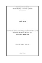 Nghiên cứu đề xuất mô hình quản lý nguồn thải gây ô nhiễm môi trường nước sông nhuệ đoạn chảy qua hà nội