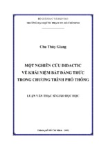 Một nghiên cứu didactic về khái niệm bất đẳng thức trong chương trình phổ thông