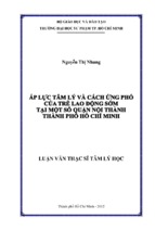 áp lực tâm lý và cách ứng phó của trẻ lao động sớm tại một số quận nội thành thành phố hồ chí minh