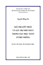 Giá trị lớn nhất và giá trị nhỏ nhất trong dạy học toán ở phổ thông